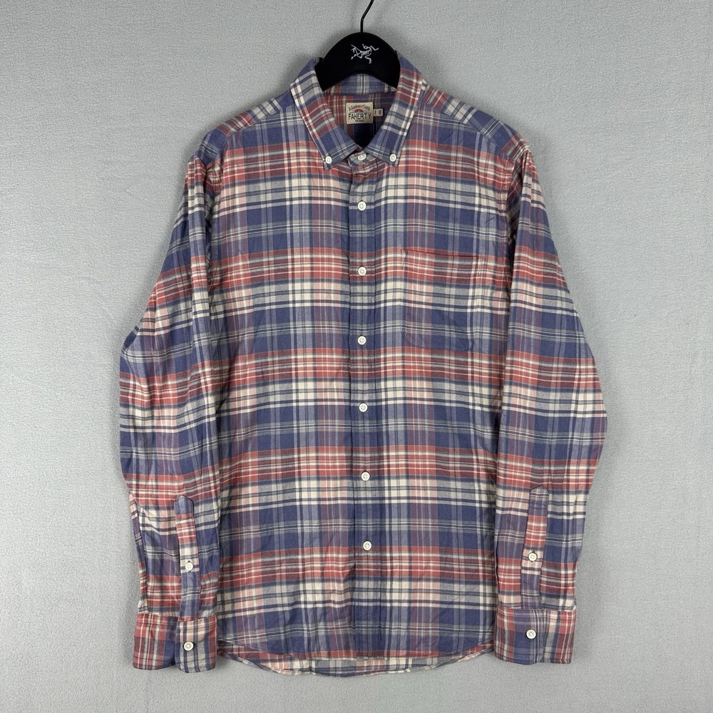 Faherty The All Time Shirt Brushed Flannel Plaid Print Multi Mens Medium Utility